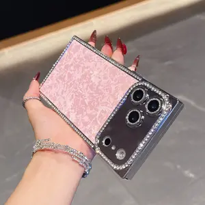 Shell Pattern Square Case | Plated Diamond Edge | Full Shockproof for iPhone 17 16 15 14 Pro Max | 5 Colors