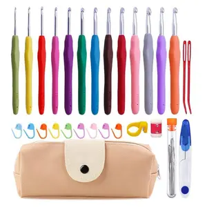 38 Pack Crochet Hooks Set Ergonomic Handles 2mm–10mm Crochet Needles Kit with Storage Case for Beginners Arthritic Hands Knitting Tools Easter Gift