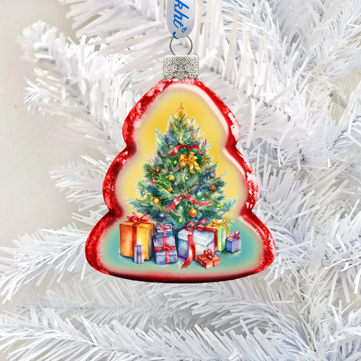 Designocracy 776028 Handmade Gold Satin Sparkling Mercury Glass Miniature Christmas Tree Ornaments, 3 x 2 inches, Cute Festive Decorations, Decorative Christmas Decor, Holiday Gift Boxes