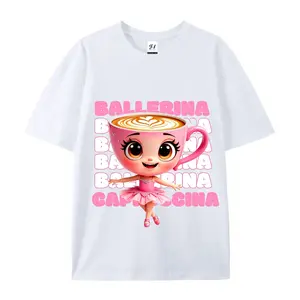Cute Ballerina Cappuccina Graphic Oversized Cotton T-Shirt - Valentines Day Outfit, Best Gift for Her, Comfortable Casual Fashion Tee