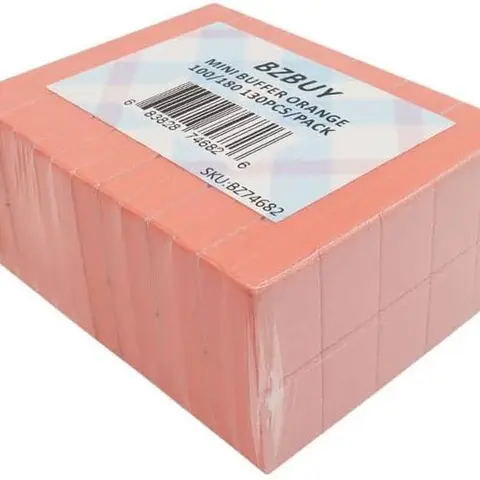 Bzbuy Compact Mini Orange Nail Buffer Block File - 100/180 Grit 2-Sided Design, High-Quality Sponge, 130-Piece Salon Nail Care Product for Efficient Filing, On-the-Go Manicure Supplies