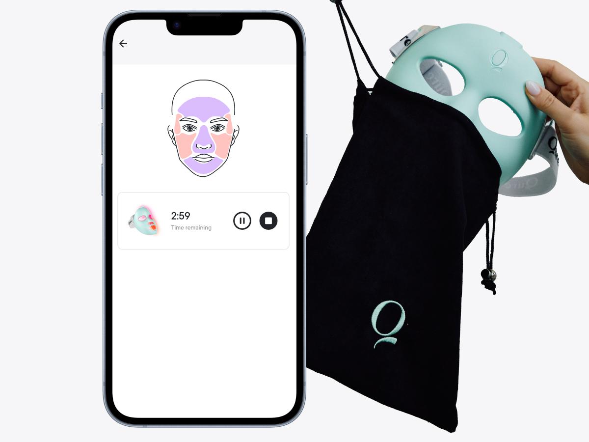 Qure LED Light Therapy Mask for Face - FDA Cleared for Wrinkles & Acne Treatment with 3 Modes, 5 Facial Areas &  5 Lights: Red, Deep-Red, Blue, Amber & Infrared, 3-Min Daily, Eye-Protection, Smart App