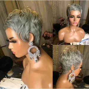 European and American wig women short hair silver-gray wig Fashion wig full head heat-resistant wig head set suitable for daily party banquet holiday dress up grey wig chic hair wig curly synthetic hairpiece synthetic wig