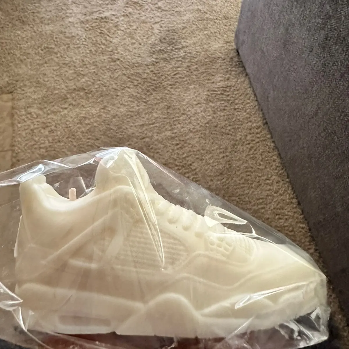 Custom scented shoe candle made with soy wax