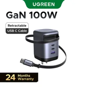 UGREEN USB C Charger Block 100W, 4-Port GaN Super Fast Charger, Type C Wall Charger Adapter with USB C Charging Cable for MacBook Pro/Air,iPad Pro, iPhone 17/16/15Pro and More，tiktokshopmemorialday