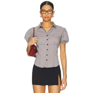 LIONESS Mon Cheri Blouse in Onyx Gingham