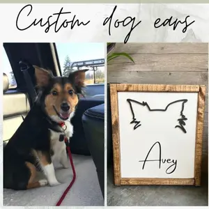 Custom Pet Portrait Dog Ear Outline Sign - Cute Pet Lover Gift - Idea Pet Ear Wall Art - Personalized Dog Lover Gift - Room Decor