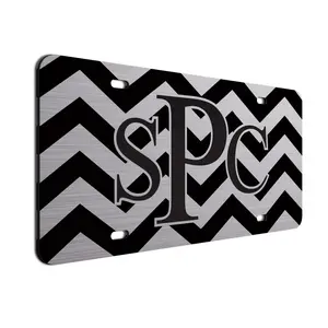 Monogrammed License Plate Chevron Bold Letters Custom Car Tag