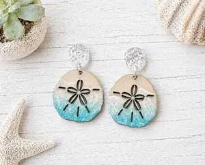 Coastal Sand Dollar Acrylic Earrings | Lightweight Beach Earrings | Ocean Inspired Statement Earrings | Coastal Jewelry Gift for Beach Lovers