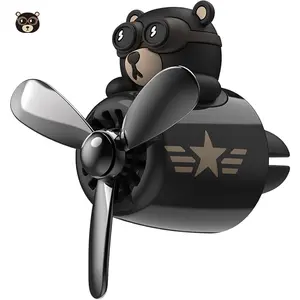 Car Air Fresheners Pilot Bear Cute Car Diffuser Rotating Propeller Cartoon Automotive Air Outlet Car Perfume Decoration