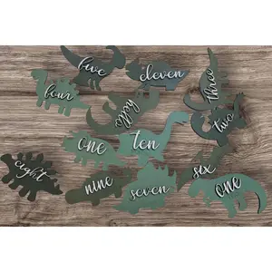Dinosaur shaped Monthly Milestones, 3D Wooden dinosaurs babies first year Decor Gift