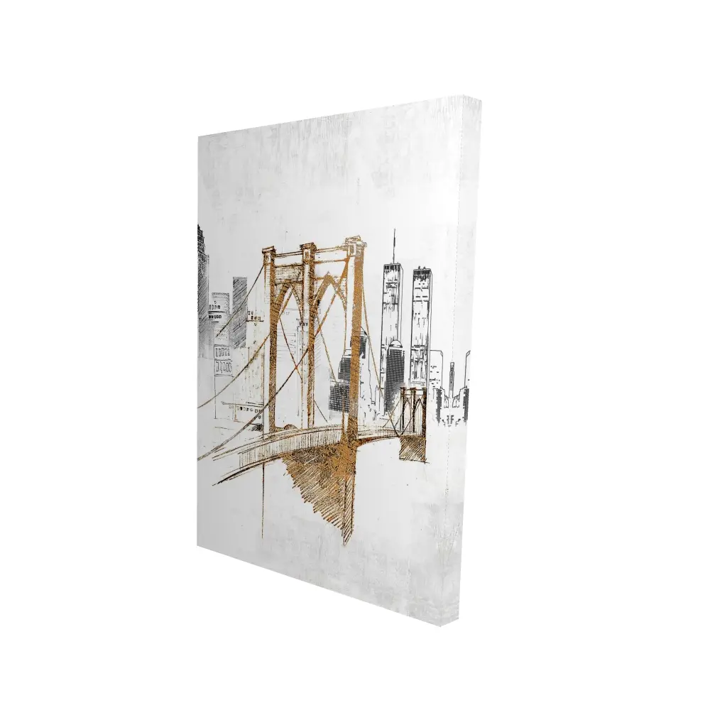 360 Stand Brooklyn Bridge Blurry Sketch Wall Artwork, 24X36" in. Minimalist Artistic Cities Canvas Print, Home Decor Posters & Prints, Decoration, Photo, Art, City Enthusiasts, Wall Decor, 24" X 36"