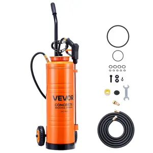 VEVOR Industrial Concrete Sprayer with Wheeled Cart, 3.5 Gallon Stainless Steel Sprayer, Heavy Duty Tri - Poxy Pump Sprayers, 20.5Wand, 48 120Hoses, 2 Brass Nozzles for Construction, Lawn GardenVEVOR Super Brand Day