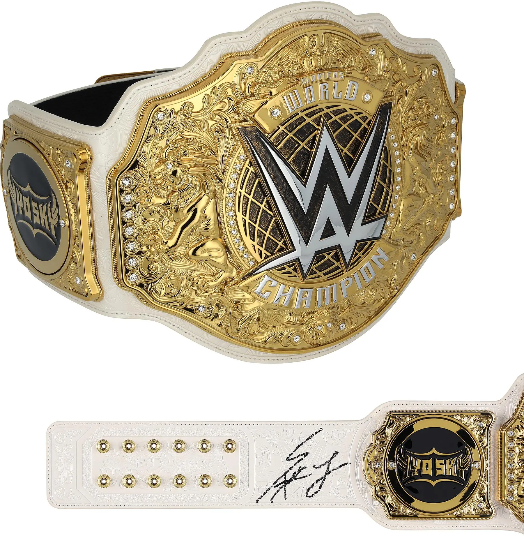 Iyo Sky WWE Autographed Women's World Championship Replica Title Belt with Talent Side Plates - Fanatics Authentic Certified