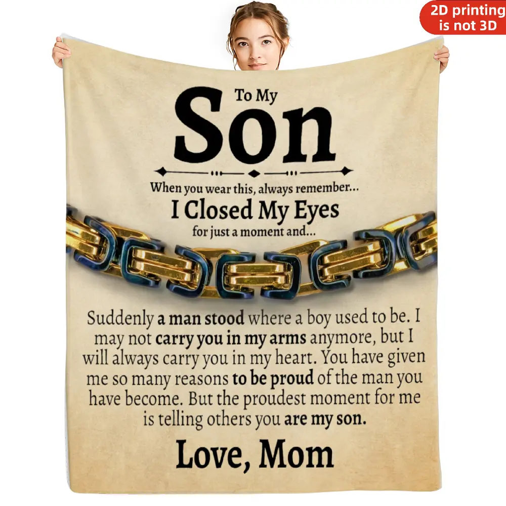 Vintage Style Sentimental To My Son  Flannel Blanket SoftPrinted Pattern A Christmas gift for my sons, Perfect for Bedroom, Living Room, Sofa, Camping, and Multi-Scene Use, Ideal Gift for Son's Back to School, Graduation, Birthday