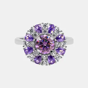 【746】Violet Harmony Synthetic Moissanite Ring – Timeless and Elegant Wedding, Anniversary, or Valentine’s Day Gift for Women
