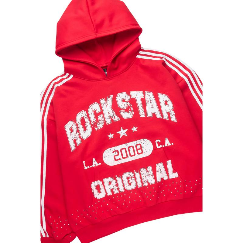 Tylla Red Rhinestone Hoodie/Baggy Pant Track Set