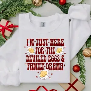 Holiday sweatshirt trendy christmas thanksgiving popular im just here for the devild eggs tee