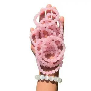 Crystal Bead Elastic Bracelet Rose Quartz 8mm