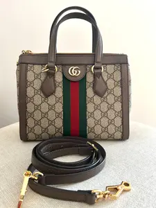Pre-owned GUCCI Leather and Coated Canvas tote bags GUCCII Ophidia GG Small Top Handle 2Way