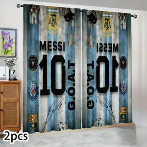 Semi-blackout curtains, featuring the Messi No. 10 jersey design (GOAT football superstar). Suitable for bedrooms, living rooms, kitchens, hotels, gazebos. A popular celebrity decoration, perfect for fan celebrations, holidays, and birthdays.