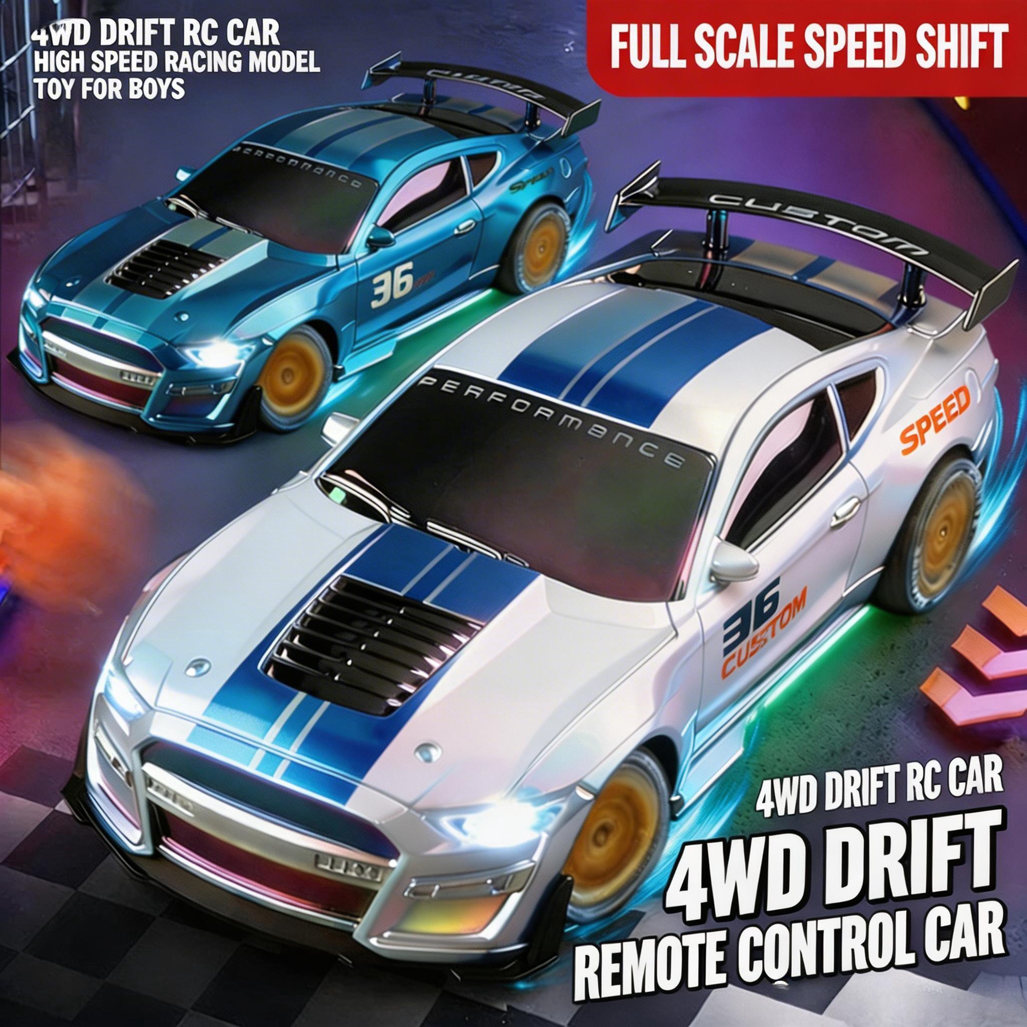 RC 1:24 24G 4WD High Speed Drift Remote Control Car for Boys Kids Adults Racing Toys for Outdoor Play Indoor Fun Competition Collection Birthday Gift