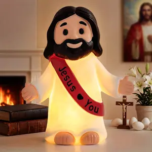 Jesus Resin Figurine,Christian Easter Decor,Jesus Night Light Statue,Figure for Home Office Table Decor Religious Gift