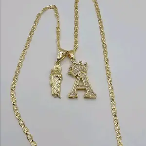 SAINT JUDE with crown letter necklace fashion style  gold-plated all initials available