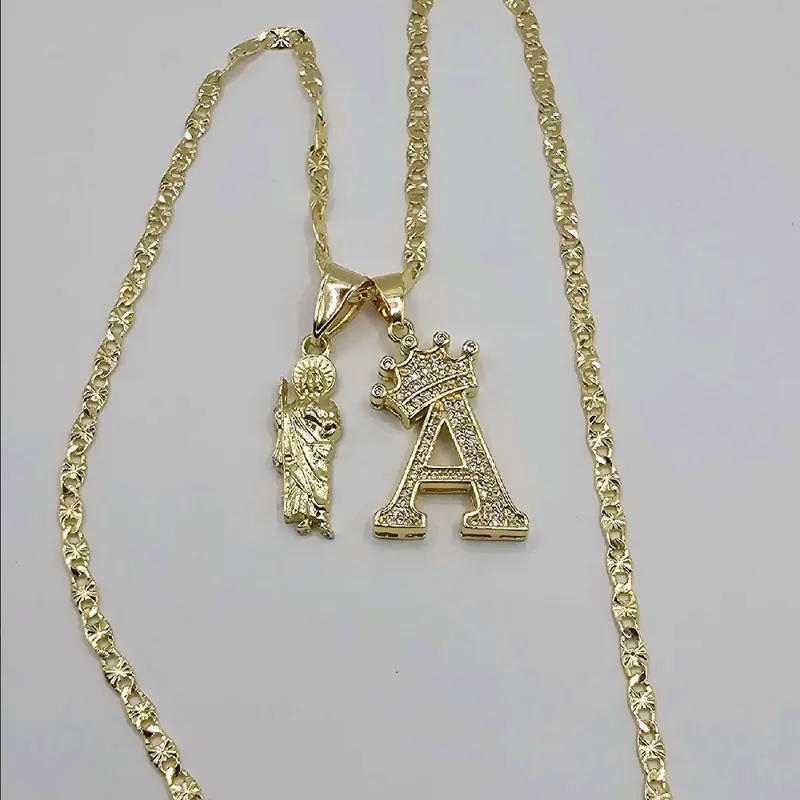 SAINT JUDE with crown letter necklace fashion style gold-plated all initials available