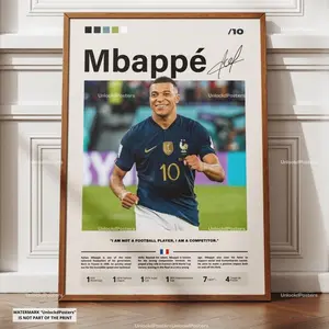 Kylian Mbappé Poster, Mbappé France Print, Mbappé Art, Football Fan Gift Idea, Mbappé Decor, Football France Poster, Mbappé Wall Art Artwork