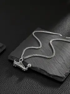 Stainless Steel Football Shoe Pendant Necklace, Sporty Fashion Jewelry for Soccer Fans, Daily Wear & Gift Idea, Exquisite Jewelry Gift