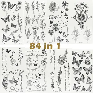 SLANGO 84 in 1 Temporary Tattoo Instant Waterproof Butterfly Stikers Long Lasting Art