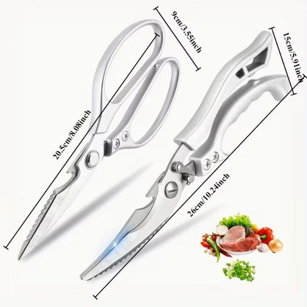 Kitchen Scissors Set Poultry Shears 2 Pack Korean Barbecue Scissors Premium Kitchen Scissors Poultry Shears Heavy Duty Kitchen Shears All Purpose with Anti-Slip Handle & Safety Lock, Stainless Steel Cooking Scissors for Meat, Bone, Poultry