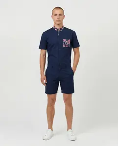 Navy Rosè Romper - Men's Romper with Zippered Front Side Pockets & Comfortable Waistband for Casual Wear