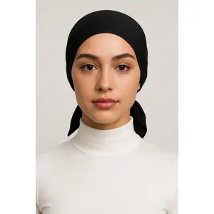 Bamboo Jersey Mesh Tie Back Undercap Set in Black and Ivory