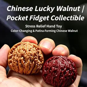 Chinese Wenwan Lucky Walnut, Pair Fidgets, Natural Collectible Stress Relief Hand Fidget Toy for DIY Beading & Jewelry Makin