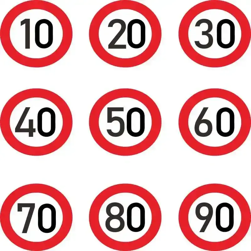 10cm Car Sticke Decalr,speed Limit 10 20 30 40 50 60 70 80 90 Km/h for Various Car Decoration Speed limit signs