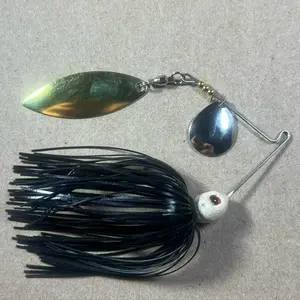 Custom Bingo Spinnerbait 3/8oz Black Tandem Colorado-Willowleaf - Nickel/Gold, 80-Strand Tournament-Grade ProUmbrella Skirt, Handmade Premium Components, Made in Texas, USA