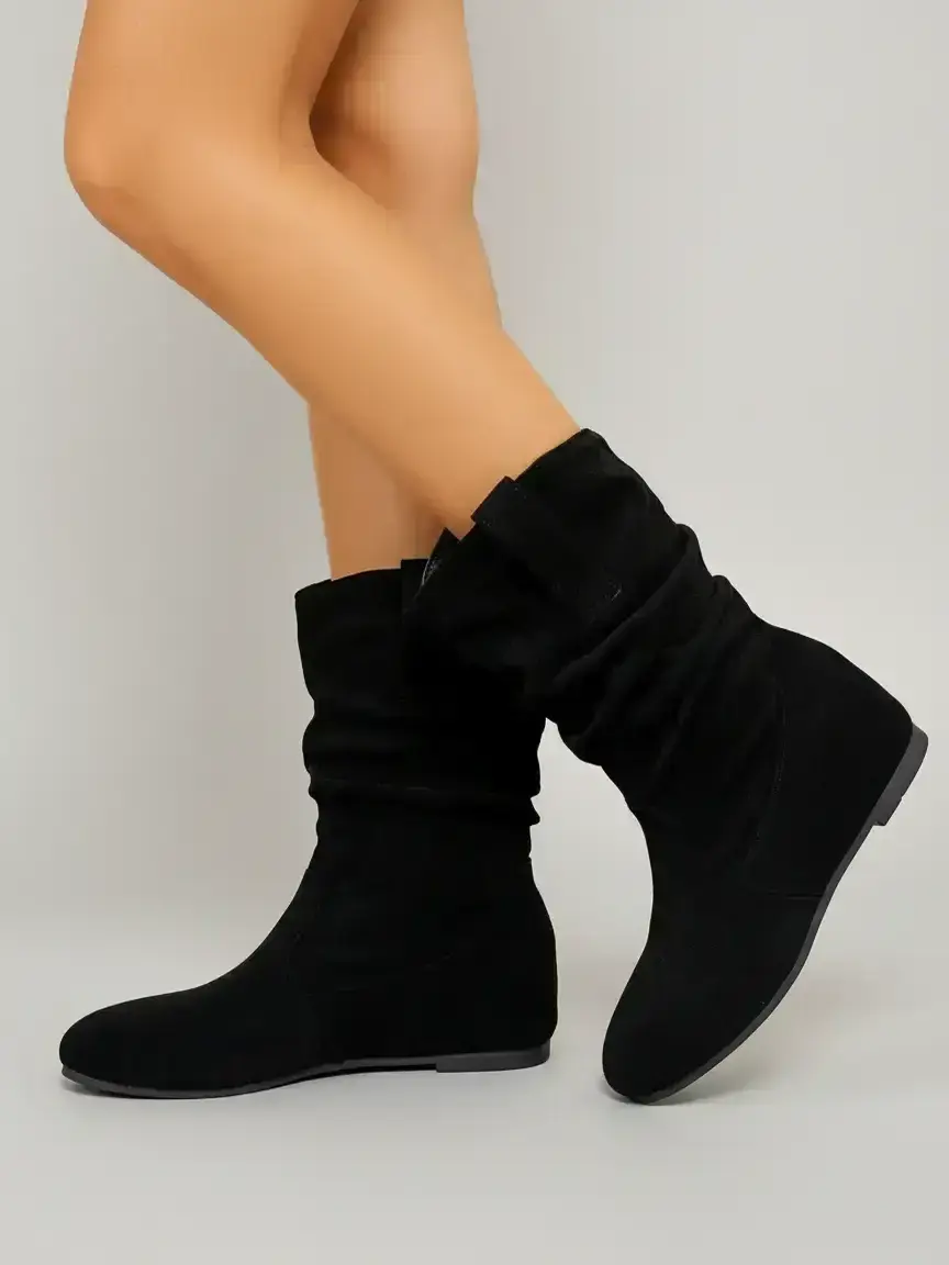 New Women's Fashion Comfortable Flat Heel Boots, Daily Wear Boots, Velvety Feel, Perfect for Outdoors, Parties, Commuting, Versatile and Stylish, Trendy Boots