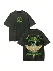 valentine shirts  230g Vintage Washed T-Shirt, Green Ranger Power Ranger Pattern T-Shirt, Gifts Suitable For Both Men And Women, Horror Style, Men's Gifts, Women's Gifts, Machine Washable, And Good Gifts.