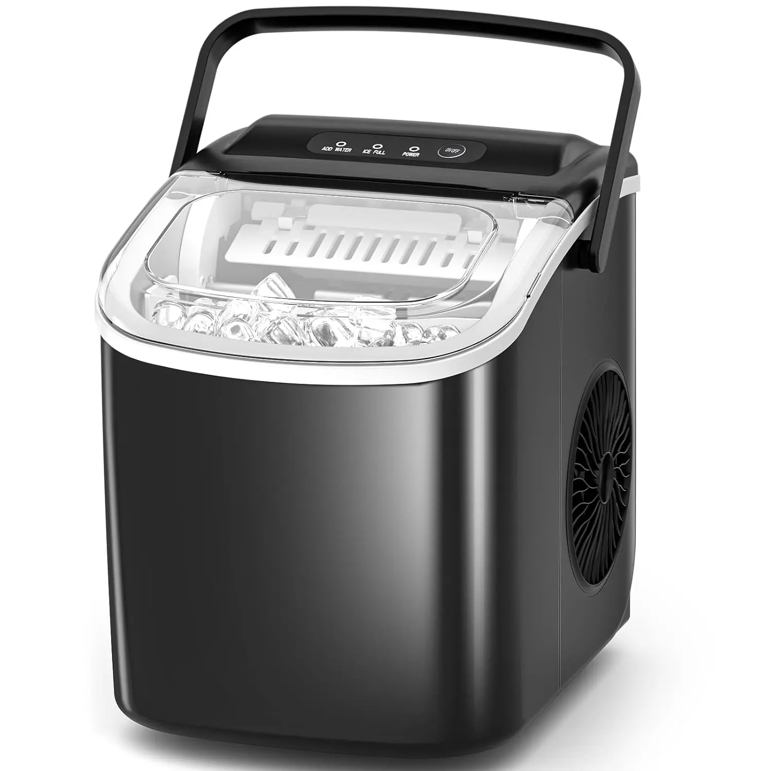 XBeauty Ice Maker Countertop Portable Machine with Self-Cleaning 26.5 lbs 24Hrs 8 Cubes in 6 Mins Ice Basket Scoop Ideal for Home Kitchen Bar Camping Icemaker