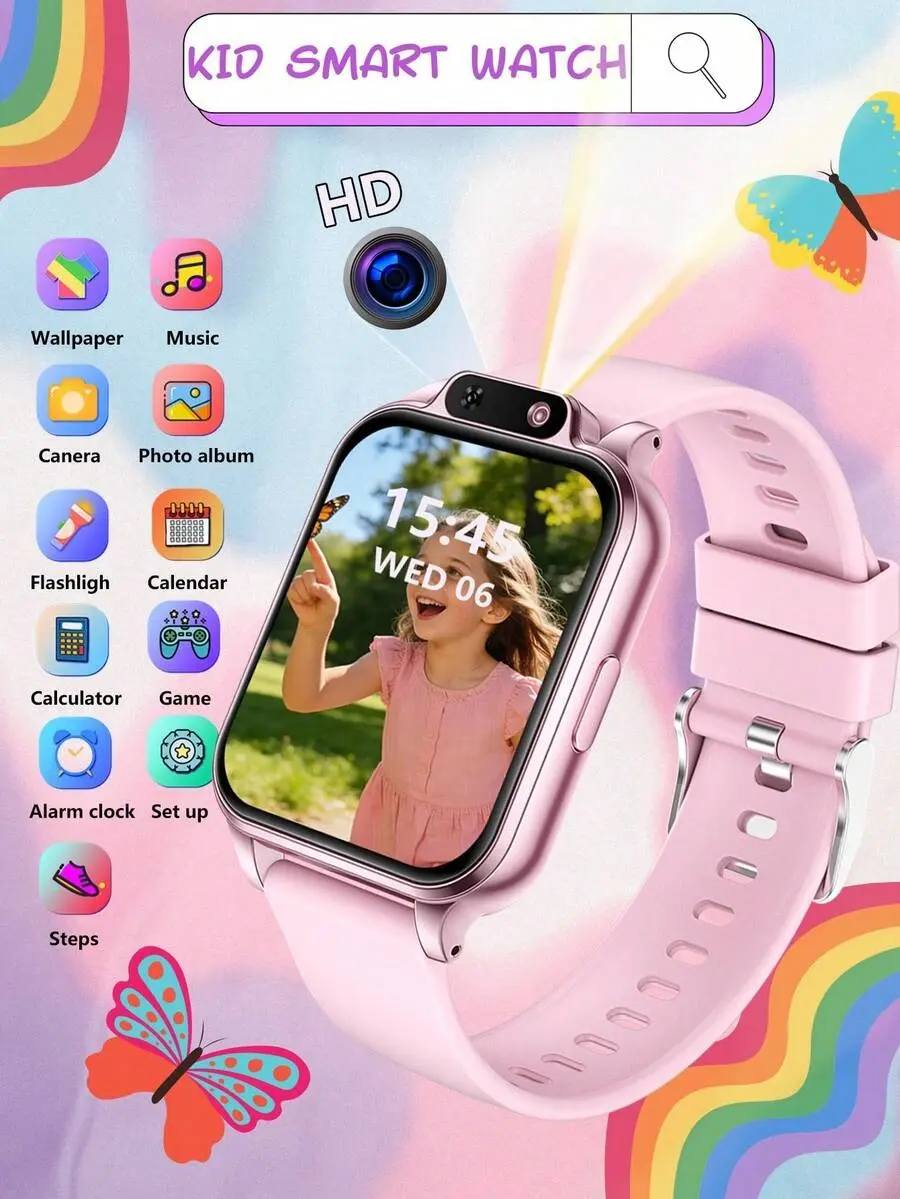Kids Smart Watch with HD Camera & 18 Games, Touch Screen Children Smartwatch with Music Player, Flashlight, Calculator, Alarm Clock, Step Counter, Photo Album, Multifunction Digital Watch Gift for Boys Girls