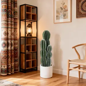 Tall Artificial Cactus Plant, Large Realistic Faux Cactus with Planter, UV Resistant Fake Cactus Tree for Outdoor Indoor for Home Office Living Room Bedroom Foyer Porch Decor