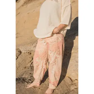 Pink Patchwork Barrel Pants