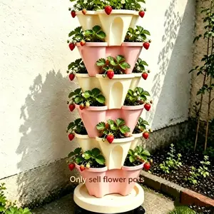 6 Tier Vertical Planter Stackable Tower, Strawberry Herb Flower and Vegetable Pots, Indoor Outdoor Use, Space-Saving Garden Decor