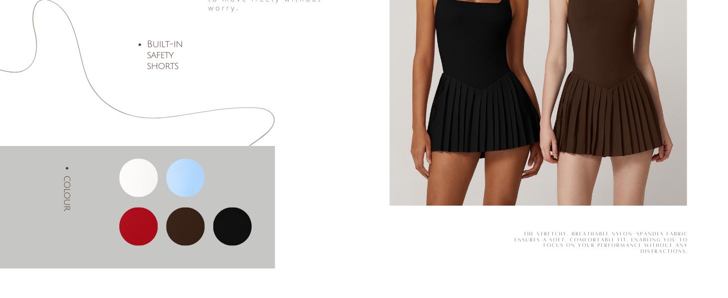 QINSEN Womens Square Neck Tennis Dress Pleated Sleeveless Built in Shorts Golf Athletic Dress with Pockets