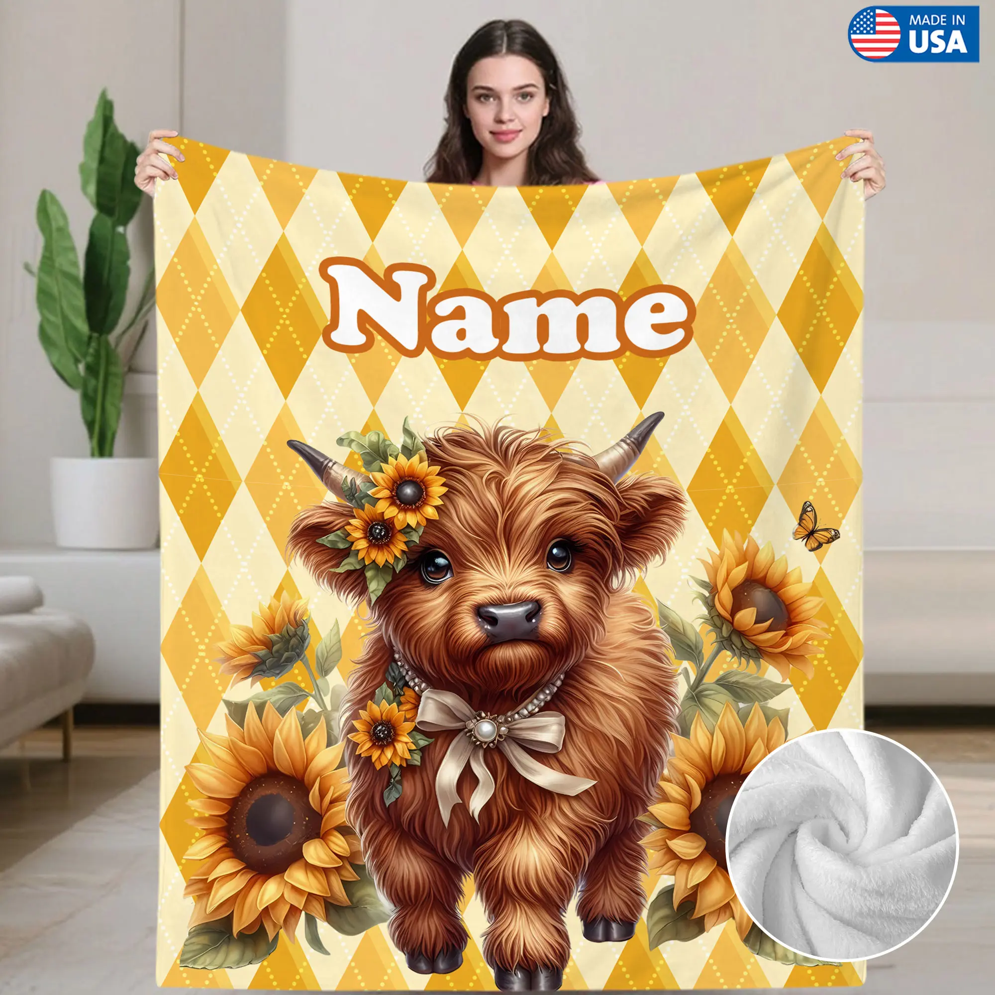Custom Cow Blanket Soft Flannel Personalized Cute Blanket ,Cattle Custom Blankets Gifts for Women Kids Adults Teen