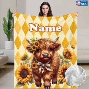 Custom Cow Blanket Soft Flannel Personalized Cute Blanket ,Cattle Custom Blankets Gifts for Women Kids Adults Teen