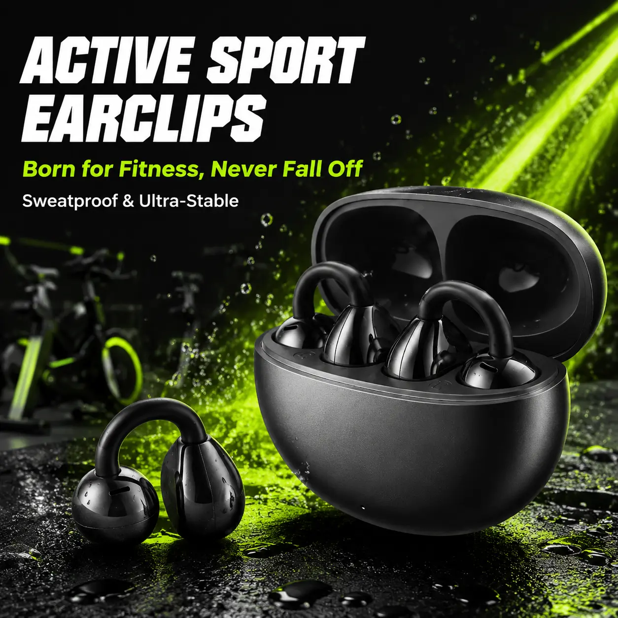 Wireless Clip On Headphones, Open Ear Bluetooth 5.4 Earbuds with Mic, Waterproof Sports Ear Clips for Workout, Running, Daily Commute Android Audio