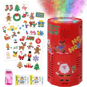 Fireworks Bubble Machine for Christmas, Musical Bubble Blower Machine with Flashing Lights and DIY Stickers, Automatic Bubble Maker for Kids & Adults Festive Fun (Christmas)